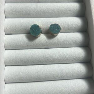 Blue/green studs with gold rim